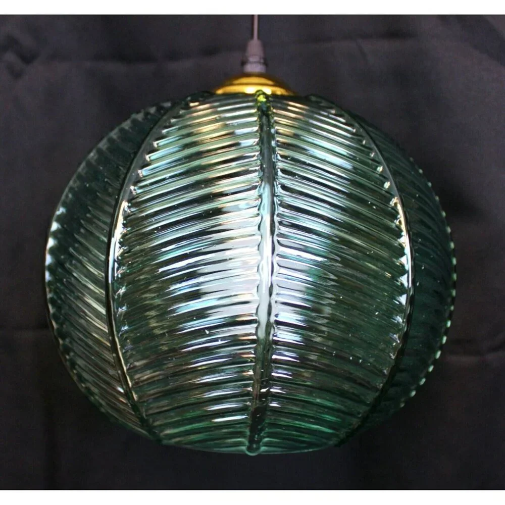 Hanging Glass Pendant Ceiling Light Small Ribbed Leaf Ball Modern Summer Beach
